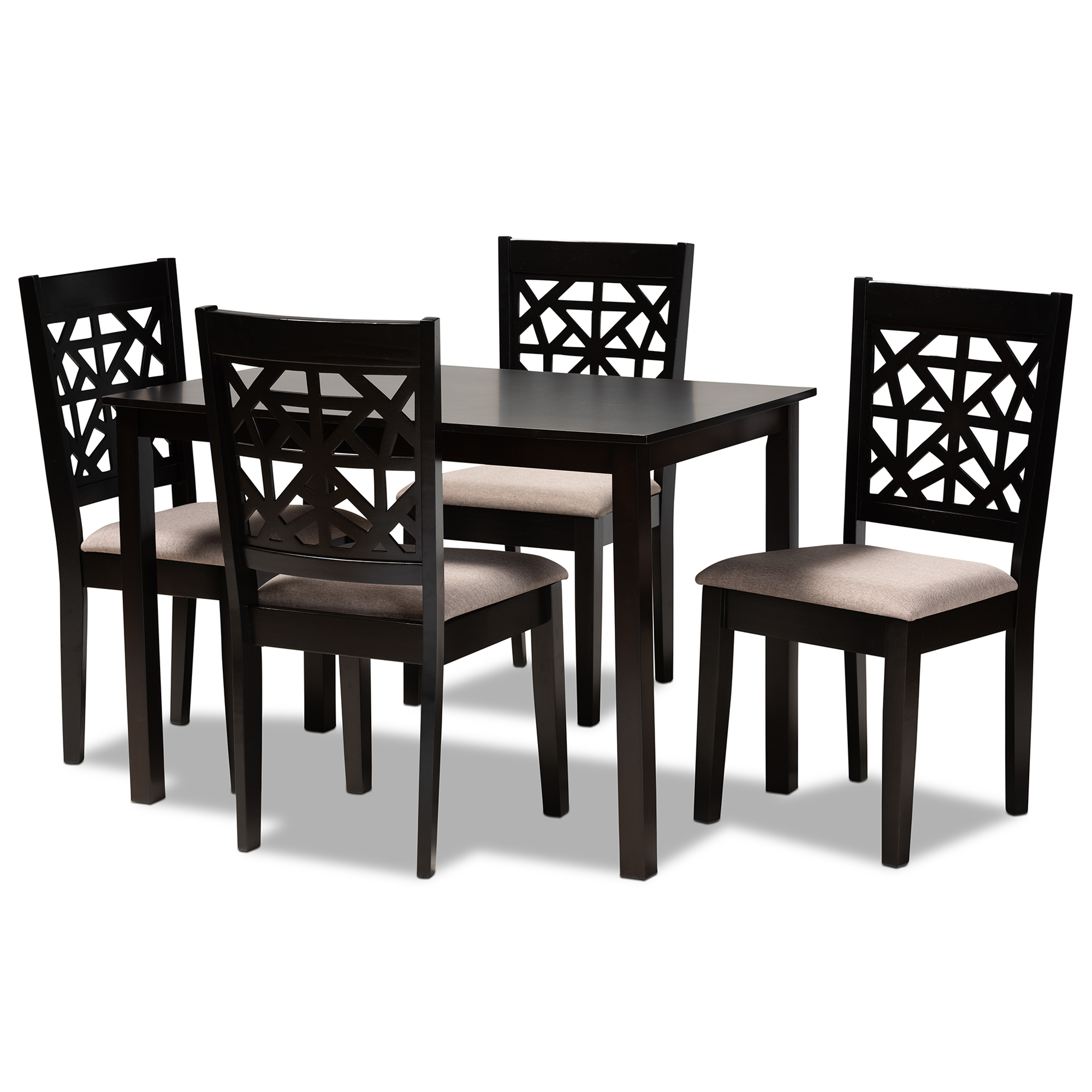 Baxton Studio Jackson Modern and Contemporary Sand Fabric Upholstered and Espresso Brown Finished Wood 5-Piece Dining Set